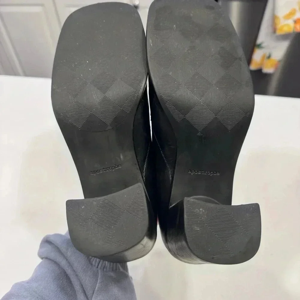 Aeropostale Gillian’s Women’s Black Leather Slip On Loafers Square Toe Size 7.5